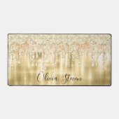 Elegantes Goldtropfen-Glitzer-Monogramm Schreibtischunterlage (Vorderseite)