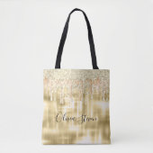 Elegantes Goldtropfen-Glitzer-Monogramm Tasche (Vorderseite)