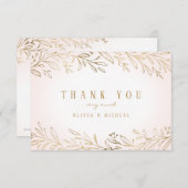 Elegantes, goldvergoldetes botanisches Dankeschön Dankeskarte (Vorne/Hinten)