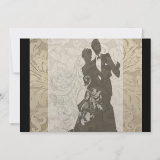 Elegantes GoldVintage Damast-Hochzeit Einladung (Vorderseite)