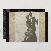 Elegantes GoldVintage Damast-Hochzeit Einladung (Vorne/Hinten)