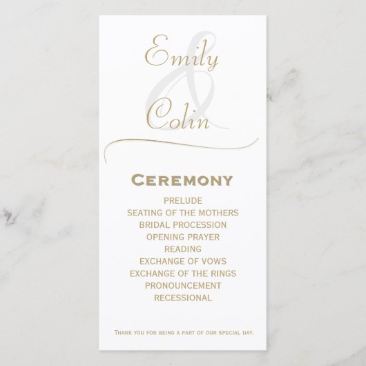 Elegantes GoldWedding-Programm (Vorderseite)