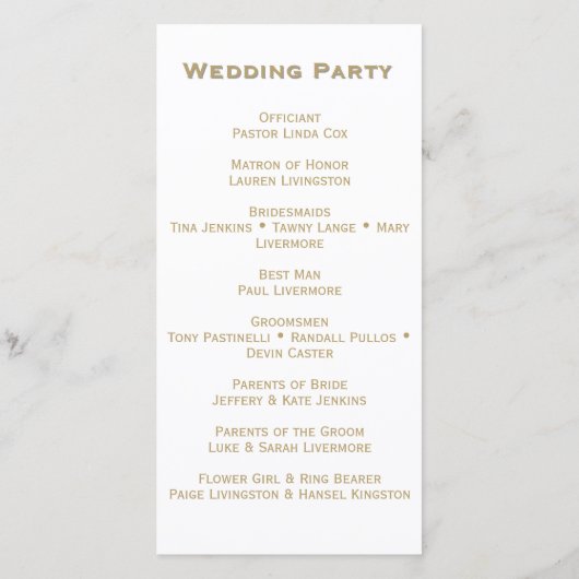 Elegantes GoldWedding-Programm (Rückseite)