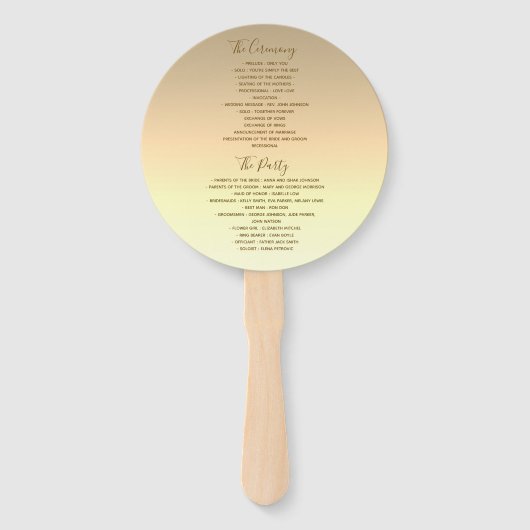 Elegantes GoldWedding-Programm Fächer (Rückseite)