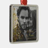 Elegantes Goldweihnachtsbaum-Gewohnheits-Foto Silbernes Ornament (Rechts)