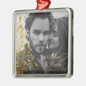 Elegantes Goldweihnachtsbaum-Gewohnheits-Foto Silbernes Ornament (Links)