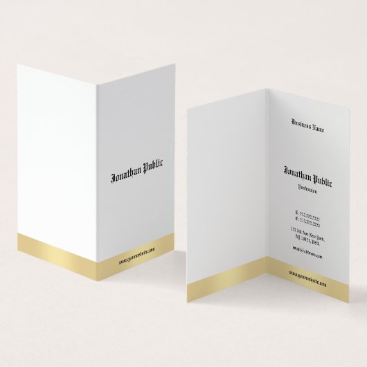 Elegantes Goldweißes altes englisches Visitenkarten (Innenseite und Außenseite)