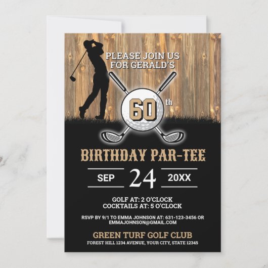 Elegantes Golf Birthday Design Einladung (Vorderseite)