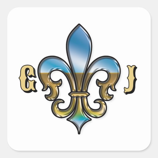 Elegantes Golf Fleur-de-Lis-Design Quadratischer Aufkleber (Vorderseite)