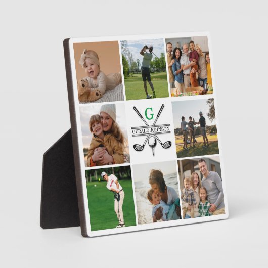 Elegantes Golf Monogram Collage Design Fotoplatte (Vorderseite)