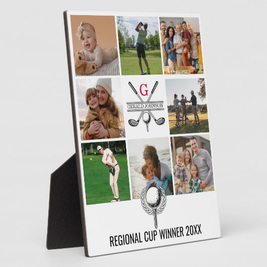 Elegantes Golf Monogram Collage Design Fotoplatte (Seite)