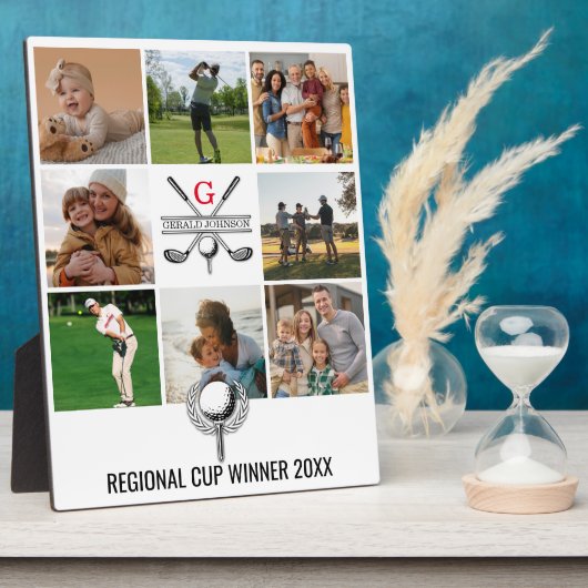 Elegantes Golf Monogram Collage Design Fotoplatte (Seite)