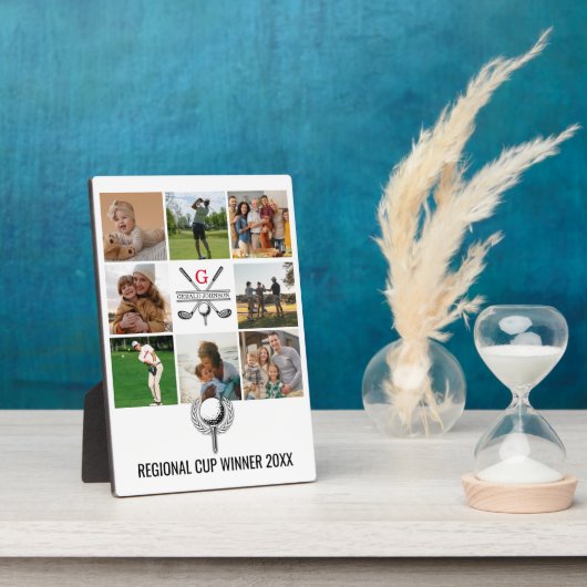 Elegantes Golf Monogram Collage Design Fotoplatte (Seite)