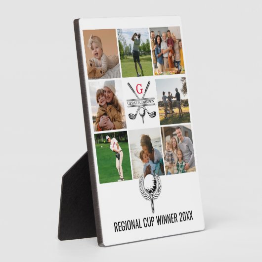 Elegantes Golf Monogram Collage Design Fotoplatte (Seite)