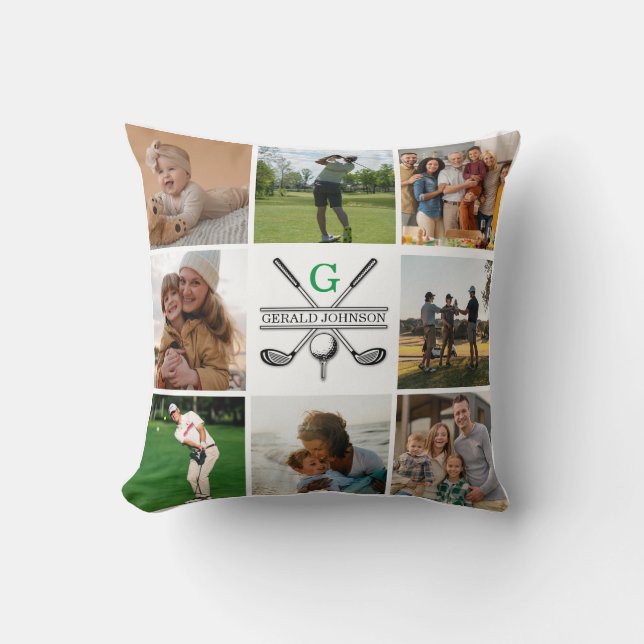 Elegantes Golf Monogram Collage Design Kissen (Vorderseite)