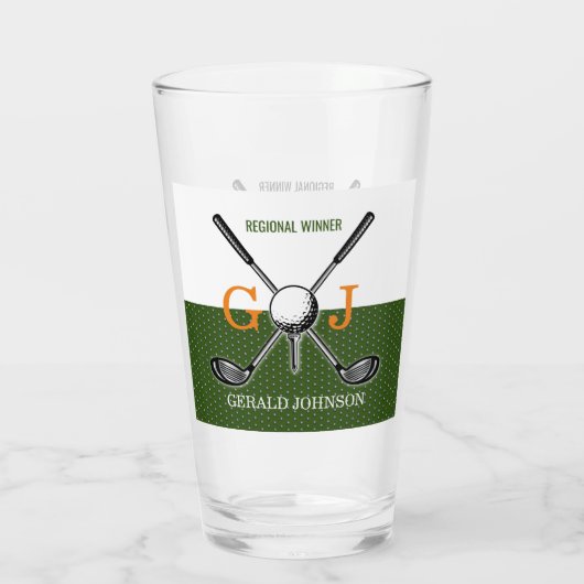 Elegantes Golf Monogram Design Glas (Rückseite)