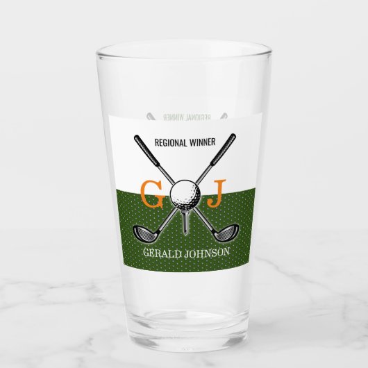 Elegantes Golf Monogram Design Glas (Vorderseite)