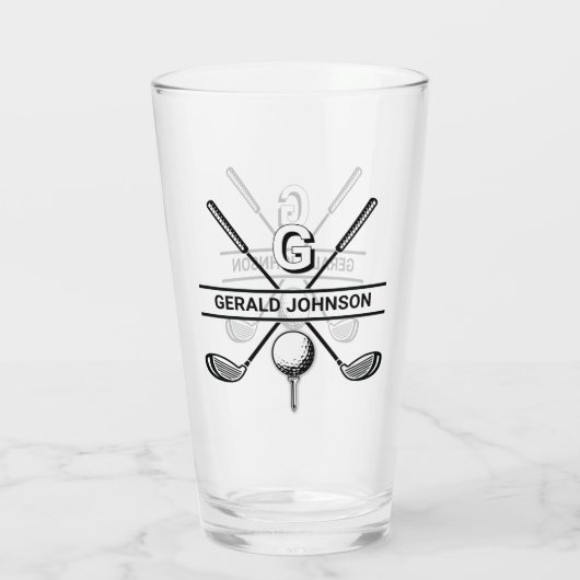 Elegantes Golf Monogram Design Glas (Rückseite)