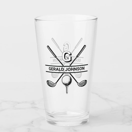 Elegantes Golf Monogram Design Glas (Vorderseite)