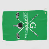 Elegantes Golf Monogram Design Golfhandtuch (Horizontal)