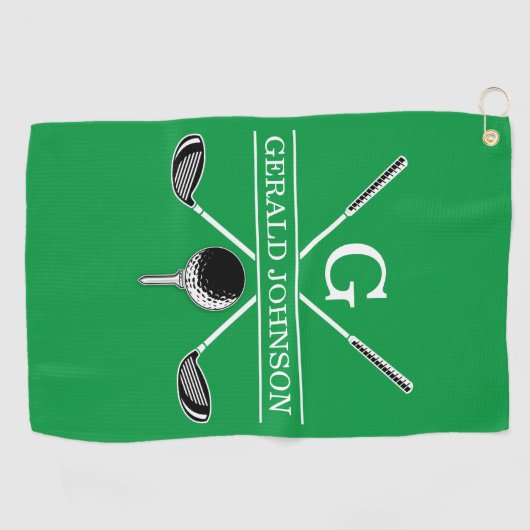 Elegantes Golf Monogram Design Golfhandtuch (Horizontal)