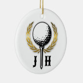 Elegantes Golf Monogram Design Keramik Ornament (Rechts)