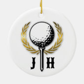 Elegantes Golf Monogram Design Keramik Ornament (Hinten)