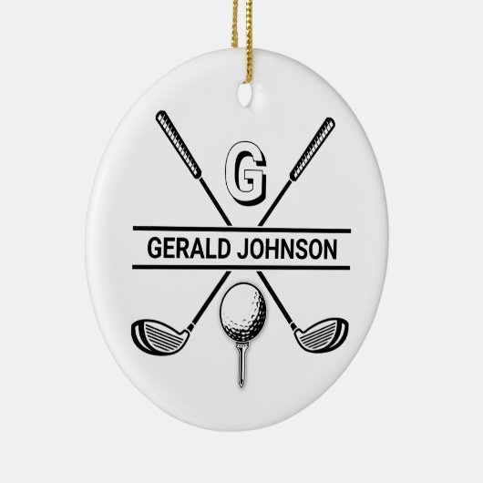 Elegantes Golf Monogram Design Keramik Ornament (Rechts)