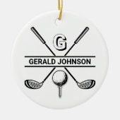 Elegantes Golf Monogram Design Keramik Ornament (Vorne)