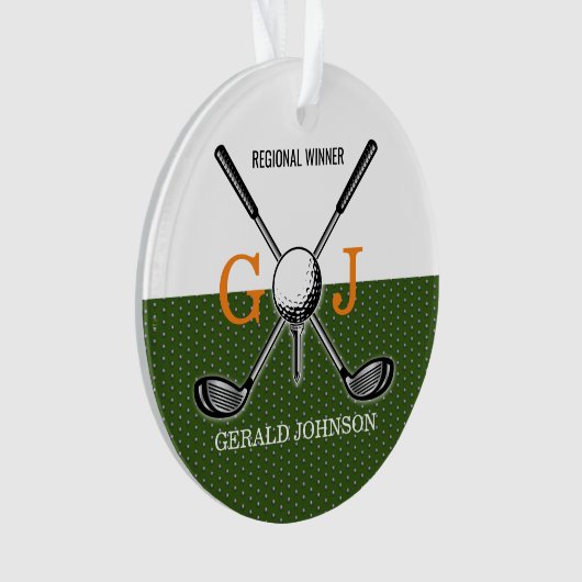 Elegantes Golf Monogram Design Ornament (Vorderseite)