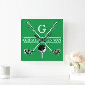 Elegantes Golf Monogram Design Quadratische Wanduhr (Zuhause)