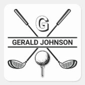Elegantes Golf Monogram Design Quadratischer Aufkleber (Vorderseite)