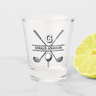 Elegantes Golf Monogram Design Schnapsglas