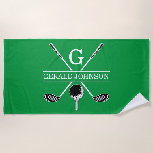 Elegantes Golf Monogram Design Strandtuch (Vorderseite)