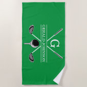 Elegantes Golf Monogram Design Strandtuch (Vorderseite)