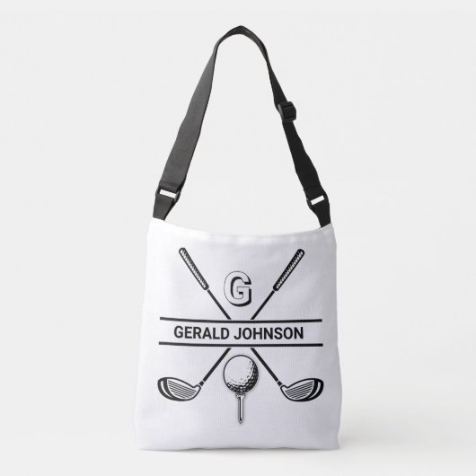 Elegantes Golf Monogram Design Tragetaschen Mit Langen Trägern (Vorderseite)
