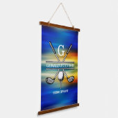 Elegantes Golf Monogram Design Wandteppich Mit Holzrahmen (Gewinkelt)