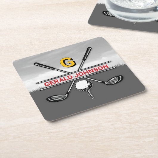 Elegantes Golf-Monogramm-Design für Getränkehalter Rechteckiger Pappuntersetzer (angewinkelt)