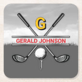 Elegantes Golf-Monogramm-Design für Getränkehalter Rechteckiger Pappuntersetzer (Vorderseite)