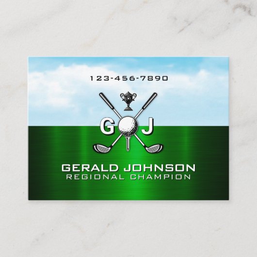 Elegantes Golf-Monogramm-Design Visitenkarte (Vorderseite)