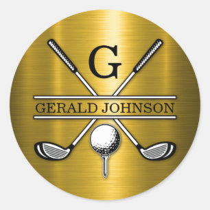 Elegantes Golf-Monogramm... Runder Aufkleber
