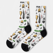Elegantes Golf-Muster: Golfer und Ausrüstung Socken (Linkes Detail)