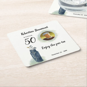 Elegantes Golf-Themen-Foto zum 50. Geburtstag Rechteckiger Pappuntersetzer