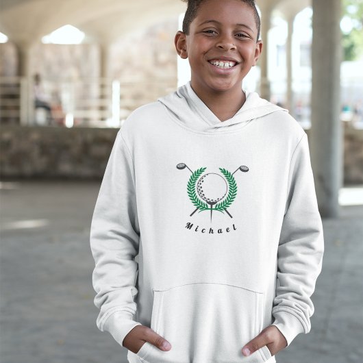 Elegantes Golfing Logo & Boys Golfer Name Sportfan Hoodie