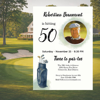 Elegantes Golfthema-Foto zum 50. Geburtstag Einladung