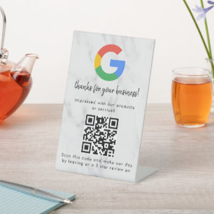 Elegantes Google-Bewertungen-QR-Code-Tischschild Sockelschild