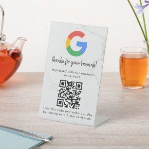 Elegantes Google-Bewertungen-QR-Code-Tischschild Sockelschild