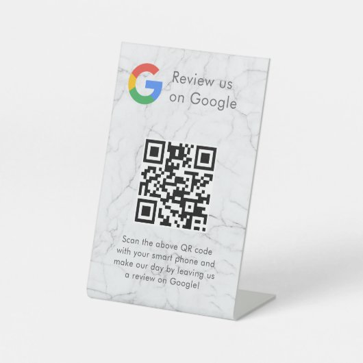 Elegantes Google-Bewertungen-QR-Code-Tischschild Sockelschild (Vorderseite)