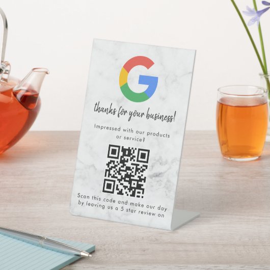 Elegantes Google-Bewertungen QR-Code-Tischschild Sockelschild (In SItu)
