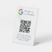 Elegantes Google-Bewertungen-QR-Code-Tischschild Sockelschild (Vorderseite)